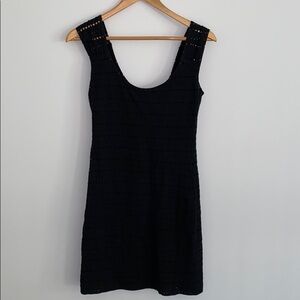 Aqua Fitted Eyelet Black Dress